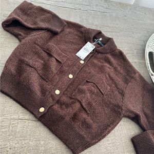 NWT! Mango cardigan bomber jacket with gold buttons